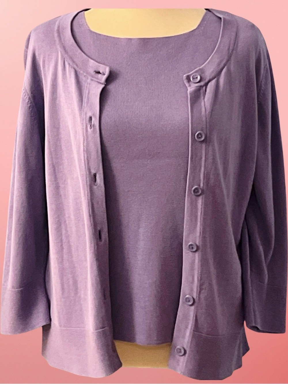 Coldwater Creek Lavender Two-Piece Cardigan and Shell Set
